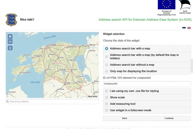 Address search API for Estonian Address Data System (In-ADS)